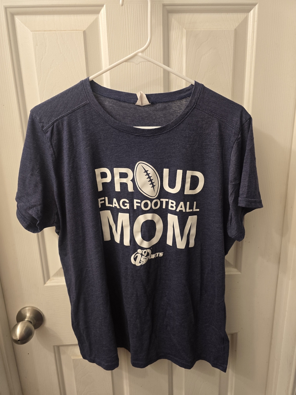 Augusta Sportswear Navy Proud Flag Football Mom Short Sleeve Tee
